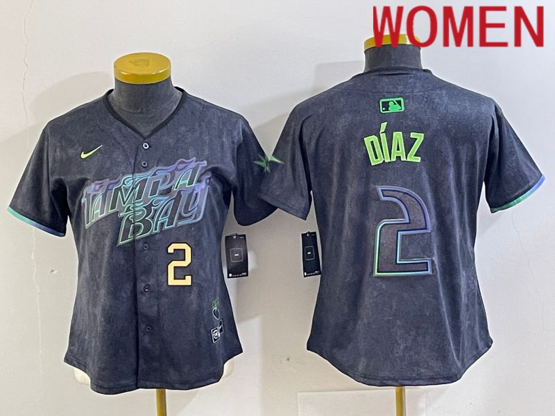 Women Tampa Bay Rays #2 Diaz Nike MLB Limited City Connect Black 2024 Jersey style 2->women mlb jersey->Women Jersey